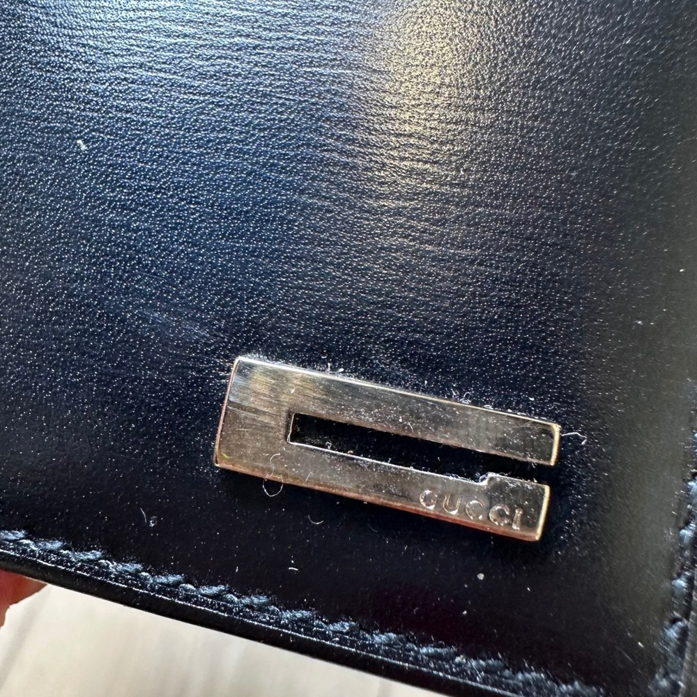 New in box Gucci mens authentic black leather bifold wallet luxury designer slim - Picture 5 of 9